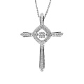 Collar de plata de los colgantes del diamante del baile de la cruz 925 de la joyería de la manera